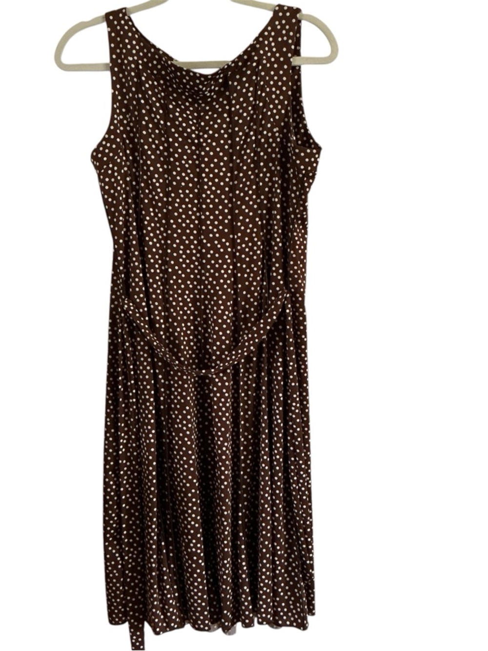 Pretty Woman Brown Polka Dot Dress Voir Voir Petite Size 12 Sleeveless Midi